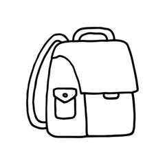 School backpack doodle. Hand drawn illustration.