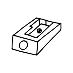 School pencil sharpener doodle. Hand drawn illustration. 