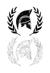 Spartan helmet vintage symbol in grunge style