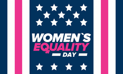 Women's Equality Day in United States. Female holiday, celebrated annually in August 26. Women right history month. Feminism concept. Poster, greeting card, banner and background. Vector illustration