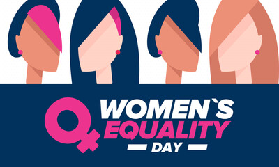 Women's Equality Day in United States. Female holiday, celebrated annually in August 26. Women right history month. Feminism concept. Poster, greeting card, banner and background. Vector illustration