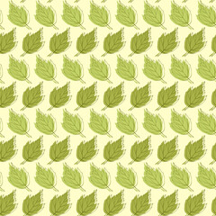 Falling leaves outline seamless pattern. Foliage boundless background. Pastel fall endless texture. Nude green leaves repeating surface design. Web page background.