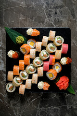sushi on the marble background