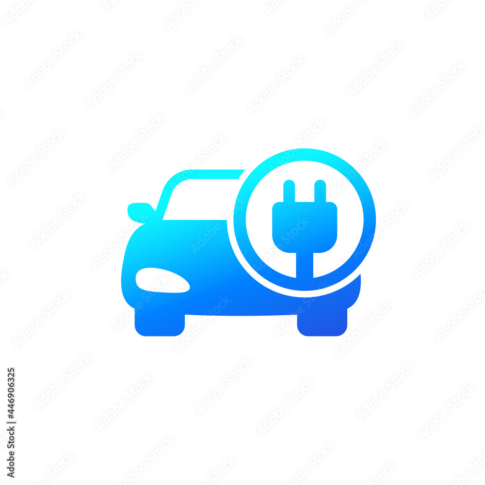 Poster car and electric plug icon