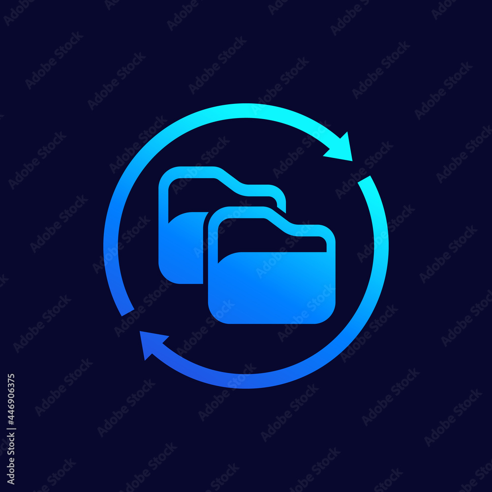 Sticker copy folder and files icon, vector