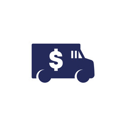 Armored truck icon, cash money transport