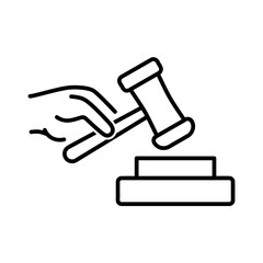 Judge icon. Law pictogram for web. Line stroke. Isolated on white background. Outline vector eps10