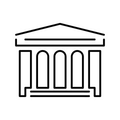 Court building icon. Law pictogram for web. Line stroke. Isolated on white background. Outline vector eps10