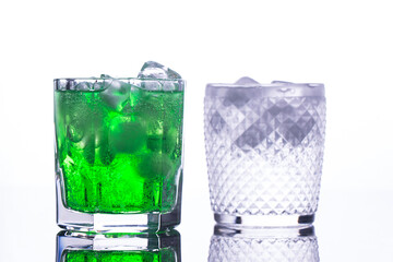 Summer refreshment green cocktail with lemon