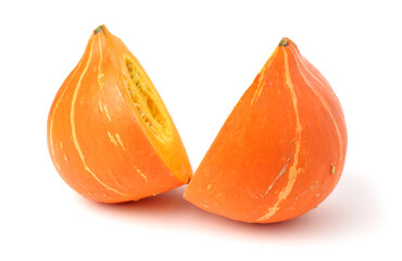 pumpkin and slice on white background.