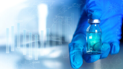 holding vaccine in hand amid incidence graph vaccination covid 19 coronavirus