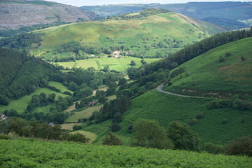views across horseshoe pass in Wales 