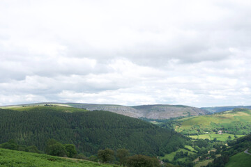 views across horseshoe pass in Wales 
