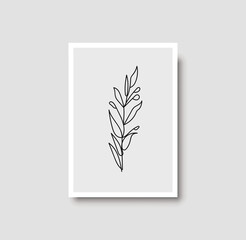 Botanical wall art vector print. Floral and Foliage line art drawing with abstract shape. Abstract Plant Art design for print, cover, wallpaper, Minimal and natural wall art. Vector illustration