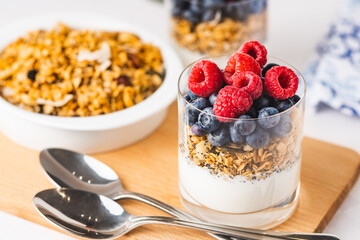 Breakfast with granola and fresh fruit