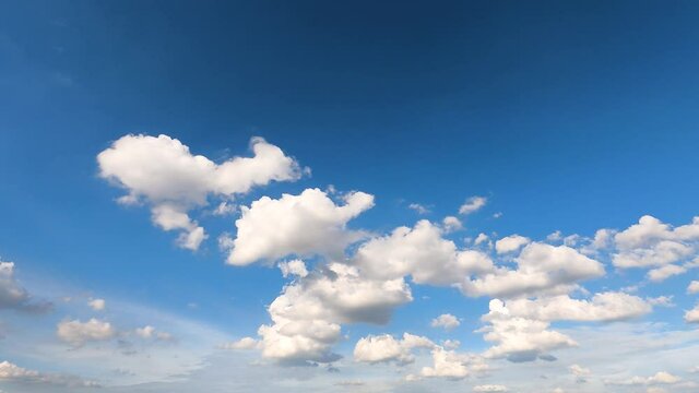 Puffy fluffy white clouds on pastel sky nature background. Cumulus cloud cloudscape timelapse 4k footage b-roll, Nature good weather in The atmosphere. summer season hot weather in clear blue sky