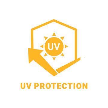 UV protection icon. Sun and shield, reflection. Illustration vector
