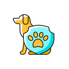 Animal protection RGB color icon. Pet welfare label. Cruelty free mark for vegan brand. Health care for dogs. Veterinary service. Isolated vector illustration. Simple filled line drawing