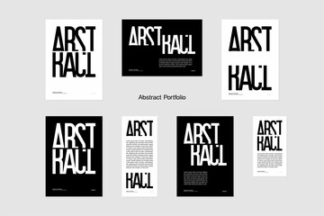 Abstract. Word that is easy to read even if the font is customized. Minimal style cover with "abstract" typography in monochrome. Design for presentations, portfolio or banners. Vector, illustration.