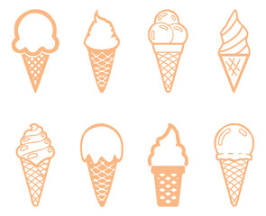 Ice cream icon set for for product promotion and illustration. Ice cream collection