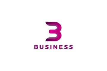 Letter B 3d pink color creative business logo
