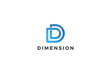 Letter D blue color 3d dimension creative business logo       
