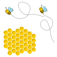 bee icon. cartoon cute bee isolated on white. illustration.