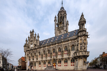 Fototapeta na wymiar Town Hall | Stadhuis /annex Vleeshal in Middelburg, Zeeland Province, The Netherlands