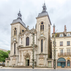Fototapeta na wymiar View at the Church of Saint Pierre in the streets of Chalon sur Saone - France