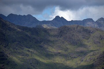 View of Cuillin range from Camusanary on Skye, Inner Hebrides, Scotland