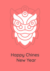 Best wishes on chinese new year greeting card with glyph icon element. Creative simple postcard vector design. Decorative invitation with minimal illustration. Creative banner with celebratory text