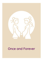 Building lasting marriage greeting card with glyph icon element. Creative simple postcard vector design. Decorative invitation with minimal illustration. Creative banner with celebratory text