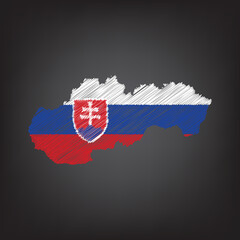 Scribble map of Slovakia. Sketch Country map colors for infographic , brochures and presentations. Vector illustration eps 10.