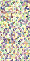 Texture and background of multicolored triangles and hexagons in pastel colors