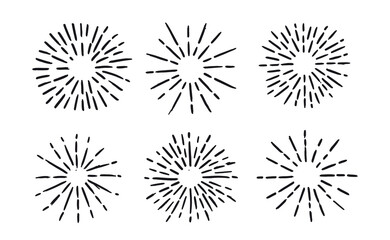 Firework. Set of light rays. Hand Drawing style.	