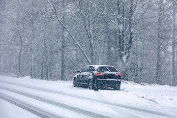 car accident on snowy road