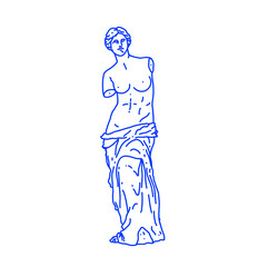 Minimalist outlined illustration of antique greek statue of woman isolated on white background. Vector illustration © paul_craft