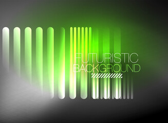 Bright neon color techno abstract background, shiny glowing neon lines in the dark background