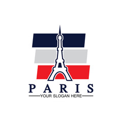 Paris and Eiffel tower logo vector icon  illustrator design template