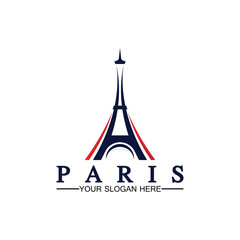 Fototapeta na wymiar Paris and Eiffel tower logo vector icon illustrator design template