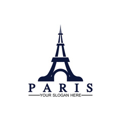Paris and Eiffel tower logo vector icon  illustrator design template