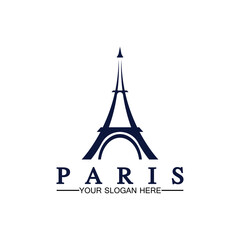 Paris and Eiffel tower logo vector icon  illustrator design template