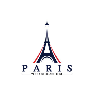 Paris and Eiffel tower logo vector icon  illustrator design template