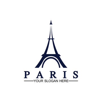 Paris and Eiffel tower logo vector icon  illustrator design template