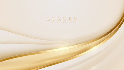 Luxury golden curve line background. Modern cover design. invitation card template concept. Vector illustration. - obrazy, fototapety, plakaty