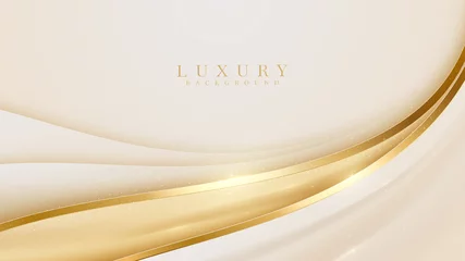 Fotobehang Luxury golden curve line background. Modern cover design. invitation card template concept. Vector illustration. © witsanu