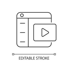 Video platforms linear icon. Uploading, sharing content. Streaming media. Video hosting service. Thin line customizable illustration. Contour symbol. Vector isolated outline drawing. Editable stroke