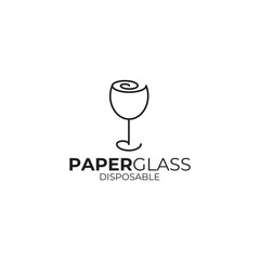 Paper glass logo design template