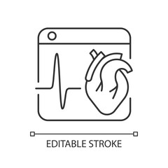 Medical platforms linear icon. Sharing medical data worldwide. Access healthcare services. Thin line customizable illustration. Contour symbol. Vector isolated outline drawing. Editable stroke