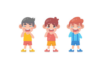 Cute little boy with crying and tantrum expression Premium Vector
